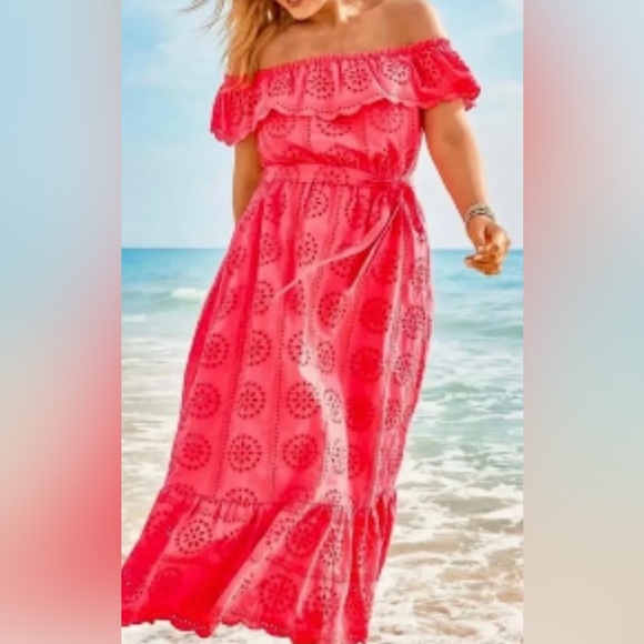 Lilly Pulitzer Dresses & Skirts - Lilly Pulitzer off the shoulder maxi dress NWT